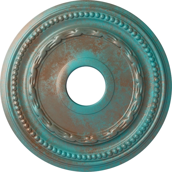 Ekena Millwork Federal Ceiling Medallion (Canopies up to 8 1/2"), 15 3/8"OD x 3 5/8"ID x 1"P, Copper Green Patina CM15FECGS - main